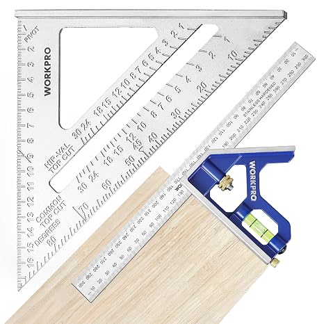 WORKPRO 180 mm Speed Square & 300 mm Combination Square Set