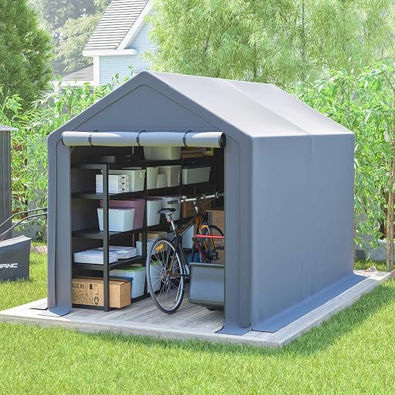 BIRCHTREE Outdoor Garden Storage Tent Bike Motorcycle Carport Shed Shelter Steel Frame Zipper Door Waterproof Cover