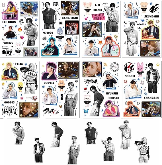 8 pcs Stray kidds Stickers, Skz Stickers, Stay Kids Merch