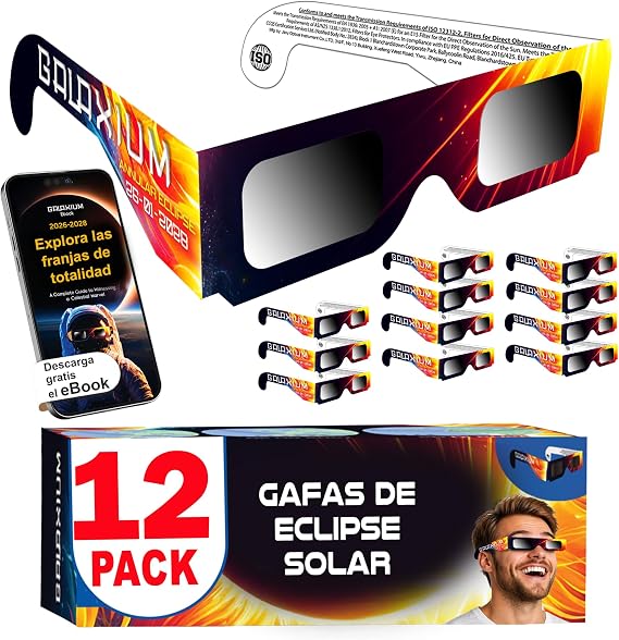 Galaxium Gafas Eclipse Solar Homologadas, ISO 12312-2, 6/12/25/50/100 Pack