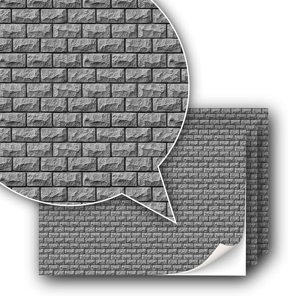 3 Sheets of Decorative Film Sticker Wall Covering for Model Railroading at 1:87 Scale H0 (UK: 3.5 mm Scale) (Historic Rocky Wall)