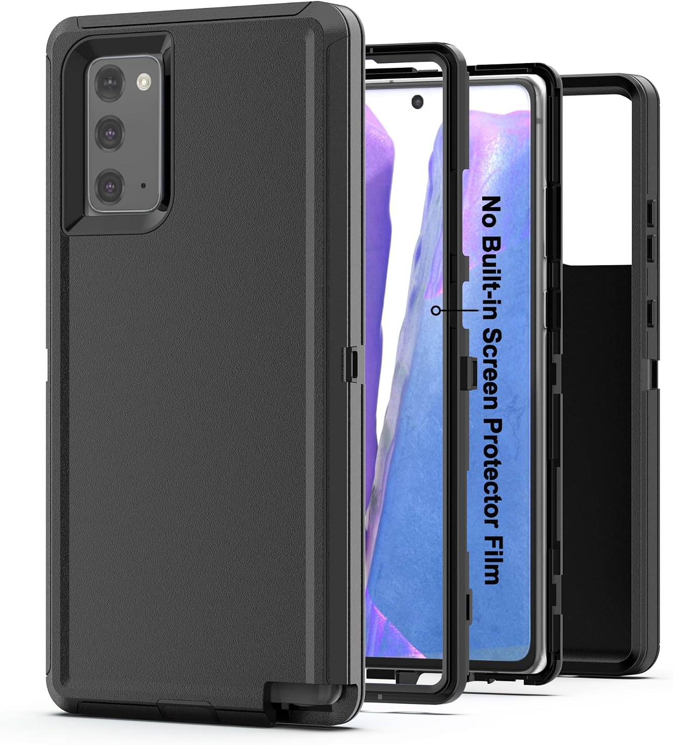 for Samsung Galaxy Note 20 5G Case, Heavy Duty Protective Case with [3 in 1] Rugged Rubber Shockproof Protection Cover for Galaxy Note 20(Ink black)
