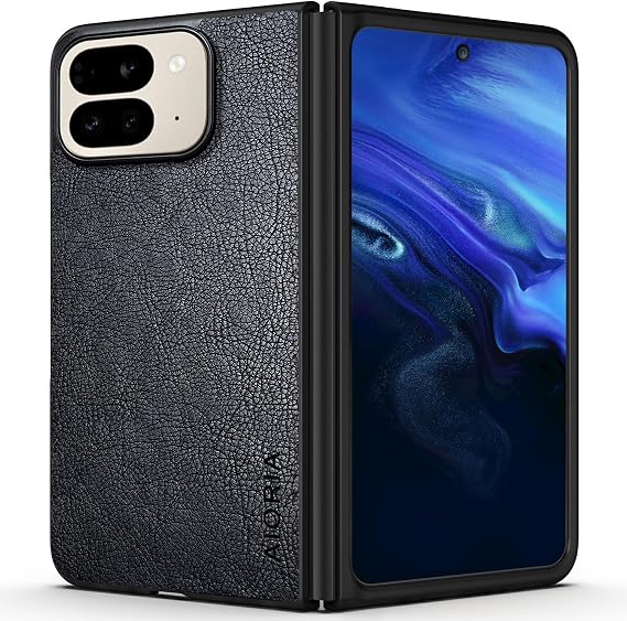 AIORIA Google Pixel 10 Pro Fold 5G用ケース プレミアムPUレザーカバー レトロ ビジネスデザイン フル保護ケース Google Pixel 10 Pro用 フォールドケースブラック