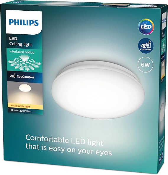 Philips Moire LED CL200 Ceiling Light Round 6W Warm White Light White