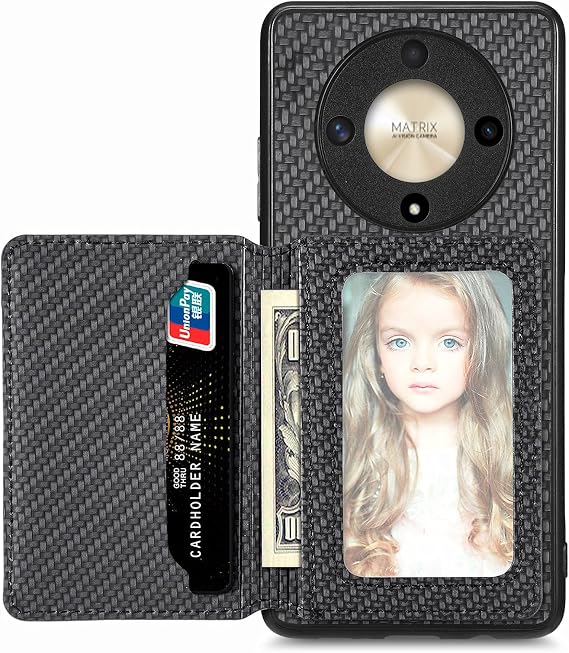 MOJIA Case for Honor Magic6 Lite 5G (Magic 6 Lite) / X9b, Ultra Thin Flip Card bag Case, TPU Phone Cover, Card Holder Multifunctional Case with Rfid Blocking. Black