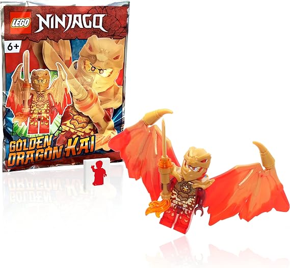 LEGO NINJAGO Crystal Minifigure - Kai Golden Dragon with Wings and Golden Fire Sword
