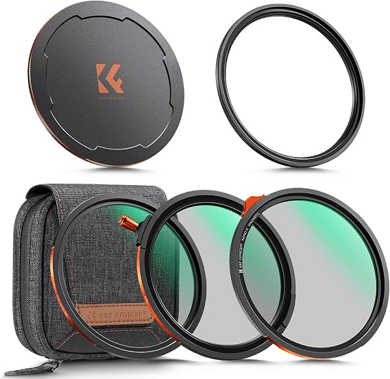 K&F CONCEPT 82 mm Polarize Filtre Kiti ND2-32 Siyah-Mist 1/4 Manyetik