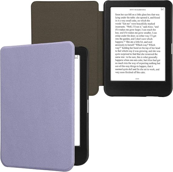 kwmobile Case Compatible with Kobo Clara BW/Colour - Nylon Protective e-Reader Cover Folio Book Style Case - Lavender