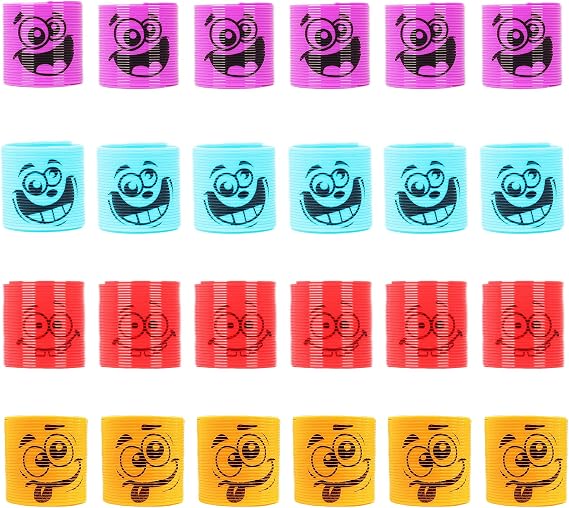 Mini Slinky Emoji Silly Faces Springs Toy for Party Bag Filler,24p Coil Mini Springs Bulk Toys,Fidget Funny Face Stretchy Toys,Classroom Prizes for Kids Boys Girls Pinata Party Favour Stocking Fillers