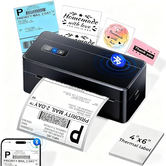 ASprink Bluetooth Postage Label Printer, 4x6 Thermal Shipping Label Printer