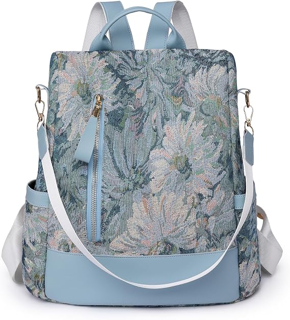 Women's Backpacks, Anti-Theft Backpack for Women, Rucksack Shoulder Bags Ladies, Waterproof Nylon Daypack, Casual Travel Backpack, Lightweight Travel Bag School Bags for Girls (B-Blue)