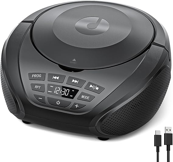 Gueray Boombox Portable CD Player with Speakers and Radio Black