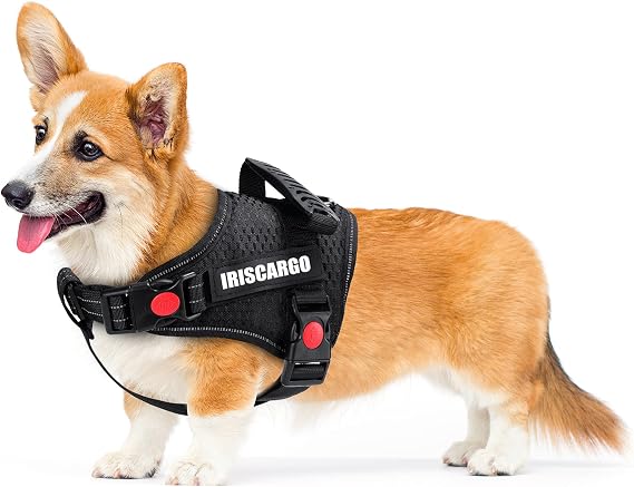 No Pull Dog Harness, dogs harness with Handle Adjustable Padded Harness, front Clip Puppy Vest Harnesses Reflective Breathable Soft Mesh Lightweight easy Control for Outdoor Training Walking(upgrade)