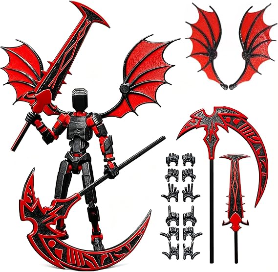 T13 Action Figure Multi Jointed Movable 3D Printed Robot Model Black Red t13 Action Figure Set For Collectors Game Lovers or Present Fans Desktop Decor Collecting and Easter Gifts