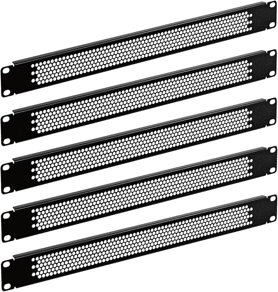 Tecmojo 1U Blank Panel, Rack Mount Plate for 19inch Server Rack, Network Rack, Enclosures and Cabinets, Black (1U VENTED 5 Pack)
