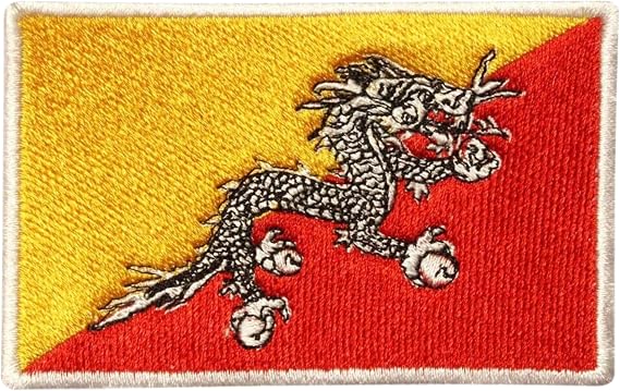 Bebuz Bhutan Flag Patch Embroidered Iron On Sew On Patch Applique Fabric Repair Patches Tactical Military Patches - Emblem