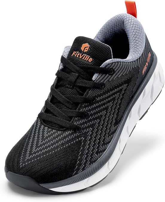 FitVille Extra Wide Running Shoes Men's Jogging Shoes Cushioned Sports Shoes Breathable Trainers Tennis Fitness Jogging Walking Shoes