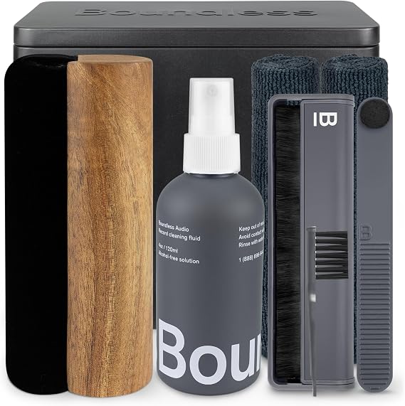 Boundless Audio Vinyl Record Cleaning Kit - 8-in-1 Brushes, Cloths & Case