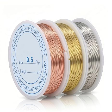 3 Pack Jewellery Wire Flexible Copper 0.5mm Tarnish Resistant