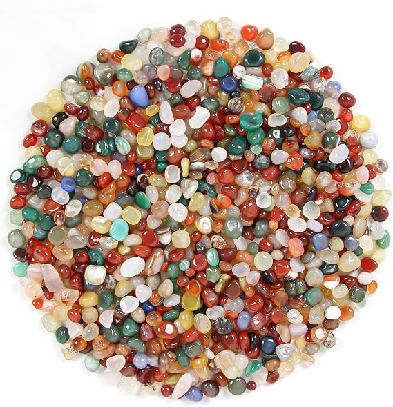 1.1 lb Multicolor Agate Chips, Decorative Stones for Plants & Crafts