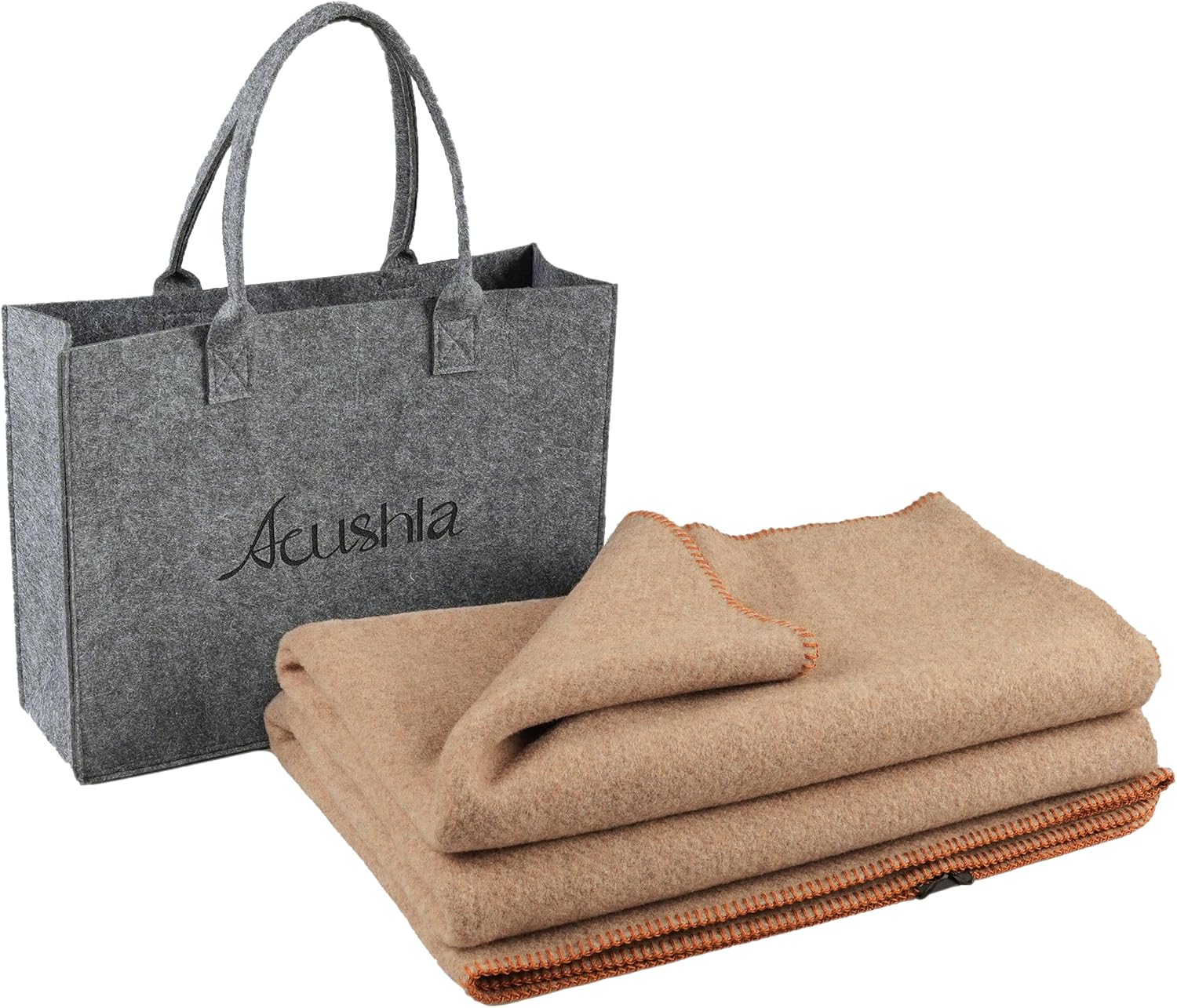 ACUSHLA Merino Wool Blanket - Wool Throw, Sofa Bed and Couch Large Bedspread, Versatile Blanket sofa throw for Bed, Cold Weather, Extra Large Throw –160x200 cm Khaki