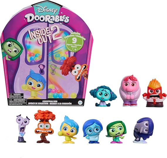 Disney Doorables Inside out 2 Collection Peek, 9 Pieces, 1.5" Collectible Figurines, Toys for Kids Ages 5 Just Play