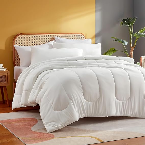 Sonive Single Duvet, Microfiber Knitted Quilt Duvet, 135x200cm, White