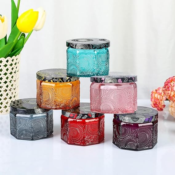 Colorful Tea Light Candle Holders, 6 Packs, Glass Jars