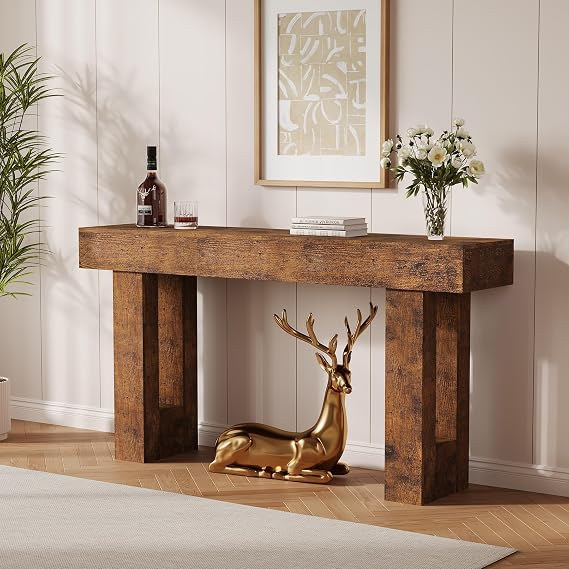 63" Long Console Table, Wooden Entry Table for Hallway, Rustic Sofa Tables