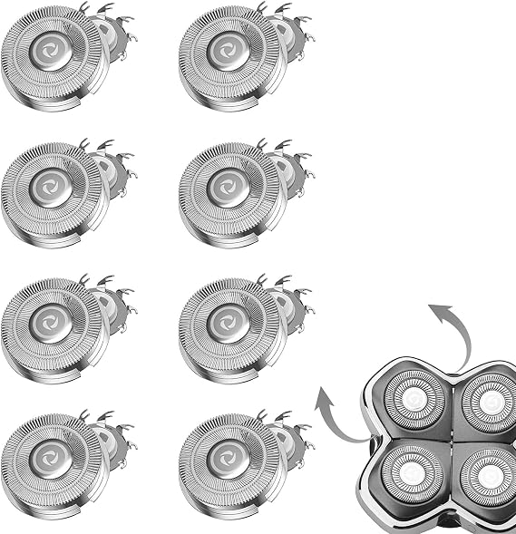 8 PCS Replacement Shaver Head Compatible with Pitbull Skull,Electric Shaver Replacement Blades,Shaver Replacement Heads Compatible with Pitbull Gold Pro,Shaver Replacement Heads(Silver)