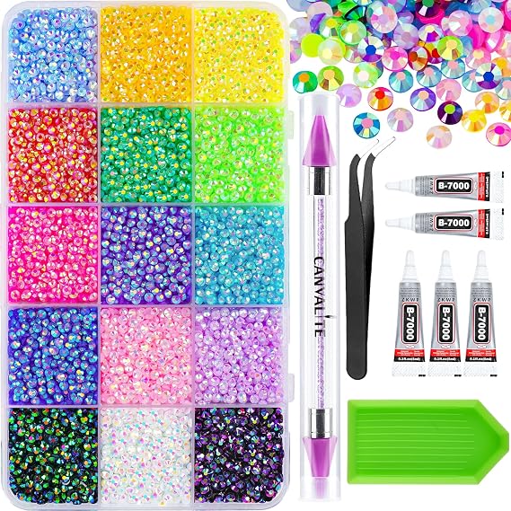 Canvalite 20000Pcs Resin Jelly Rhinestones for Bedazzling Kit