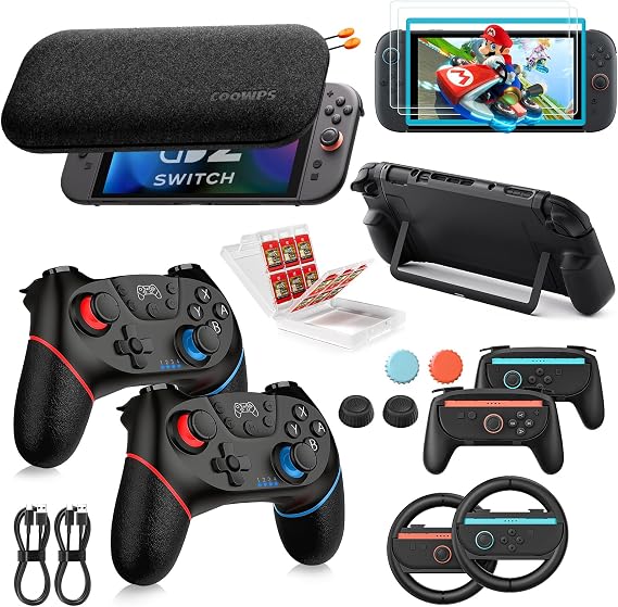COOWPS Switch 2 Pro Controller Accessories Bundle 17-in-1