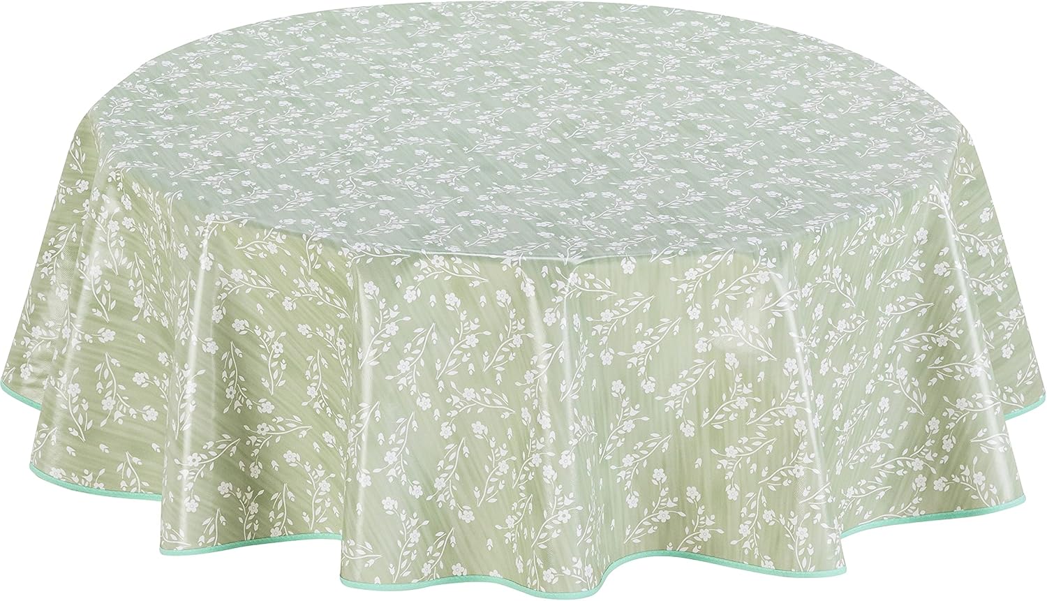 Home Direct Round Oilcloth PVC Wipe Clean Tablecloth Table Cover 140cm 55" Sage Green