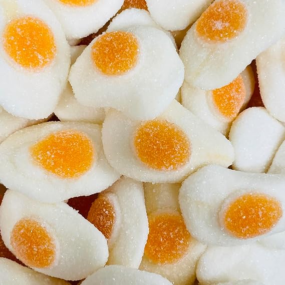 Fried Eggs Sweets Sugared 400g Bag Resealable Pouch Fizzy Sweets Retro Candy