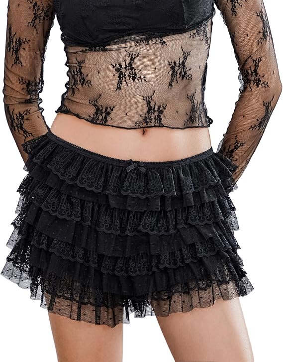 Amiblvowa Y2k Ruffle Bloomer Shorts for Women Frilly Lolita Bloomers Lace Trim Boy Shorts for Under Dresses Pj Micro Short