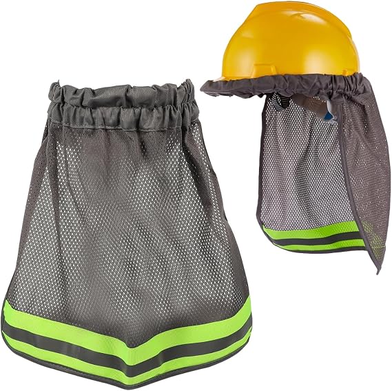 CLISPEED Reflective Mesh Hard Hat Visor: Neck Sun Protector For Safety Helmet With Visor & Outdoor Work Hat Cooling Helmet Accessories Providing UV Coverage
