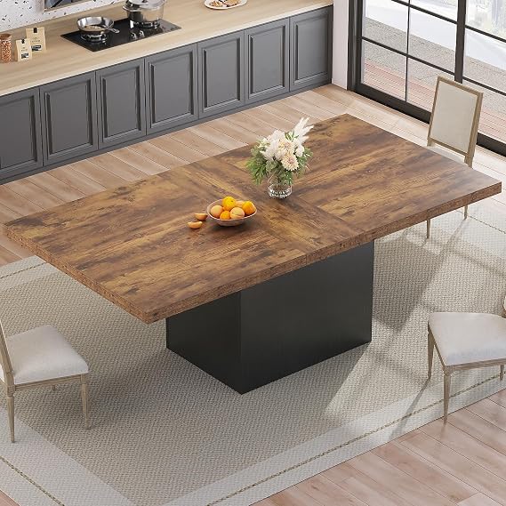 HSH 180cm Dining Table Wooden Large Dining Room Table for 6 8 Rustic Brown