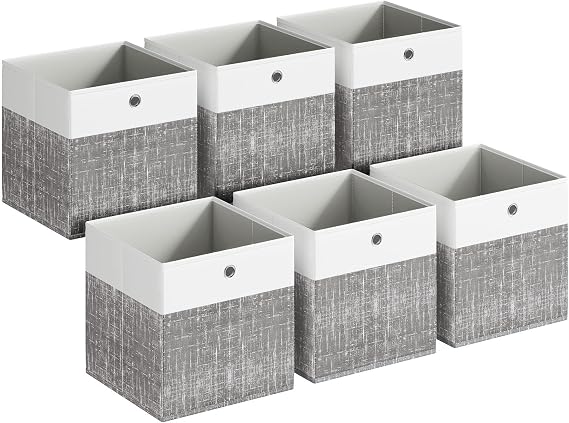 SONGMICS Storage Boxes, Set of 6, Foldable, 30 x 30 x 30 cm