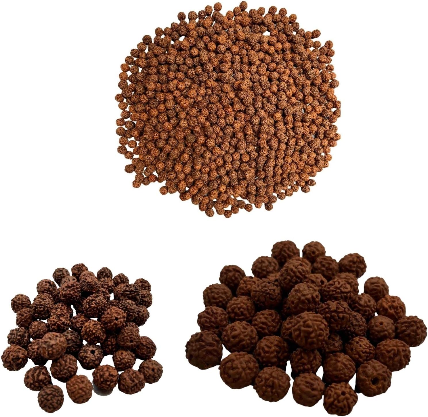 Naisha 121 Pcs Natural Rudraksh Loose Rudraksha Mala Genuine Himalayan Meditation Prayer Beads 8-14mm Bodhi Beads for Jewelry Making DIY 3 Different Sizes