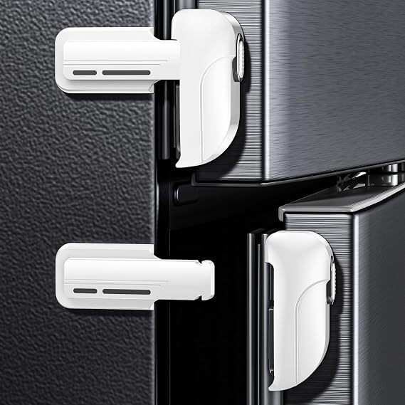 2 Pezzi Refrigerator Lock, Fridge Lock for Children and Babies, Safety Door Lock, Refrigerated Locks to Keep the Door Closed, Tool-Free Installation (White)