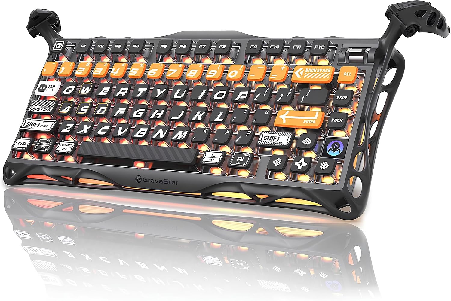 GravaStar Mercury K1 Pro oyun klavyesi BT5.02.4GUSB-C, %75 Gasket Hot-Swap özellikli mekanik klavye, kablosuz, RGB arka plan aydınlatması, WinMac, QWERTY turuncu renk