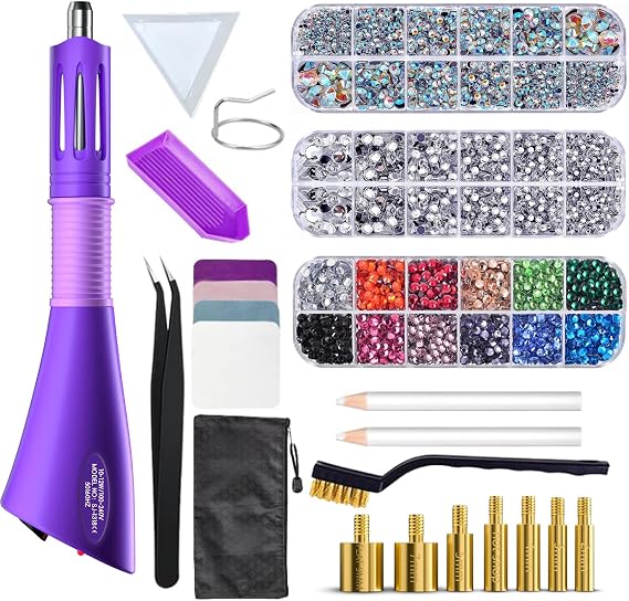 RCIDOS Hotfix Applicator, Hotfix Rhinestones Applicator, Hotfix Rhinestone Applicator Applicator Tool With 3 Diamond Tray 7 Tips Applicators, For Hat Clothes Pants