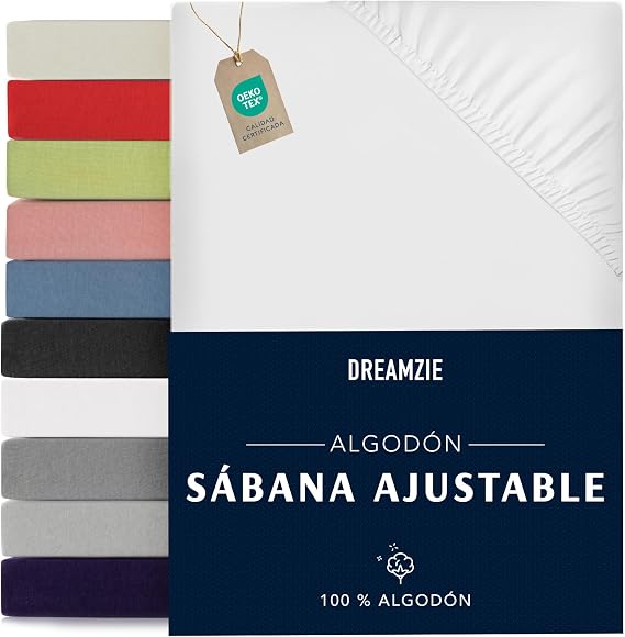 Dreamzie - Fitted sheets 80 x 190/200 cm adjustable - 100% cotton - jersey
