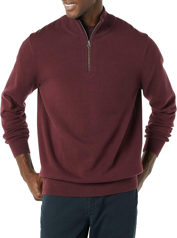 Amazon Essentials Men's 100% Cotton Quarter Zip Pullover