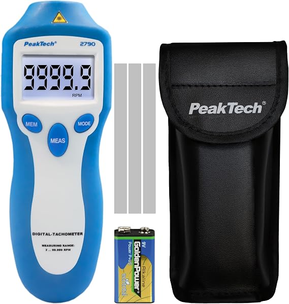PeakTech P 2790 Tachometer with AA8Laser 2 to 100 RPM Non-Contact