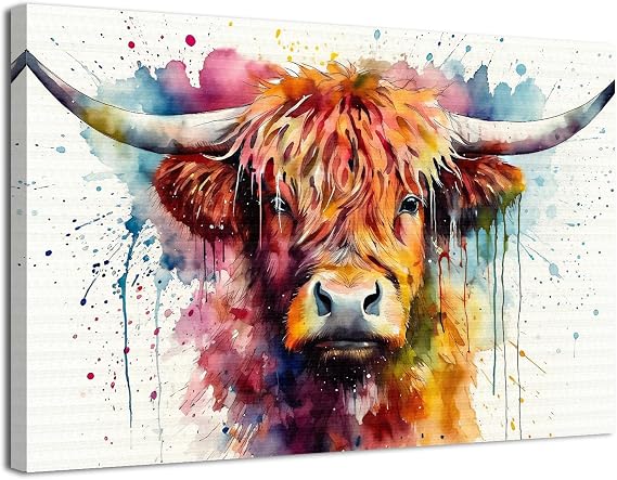 Highland Cow Canvas Highland Cow Wall Pictures for Living Room 30x40cm