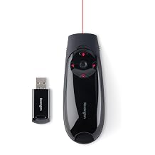 Kensington wireless server, red laser, 2.4GHz USB server, cursor controlled red laser pointer, remote control for PC and Mac, PowerPoint and KeyNote, 45m range, black, K72425EU