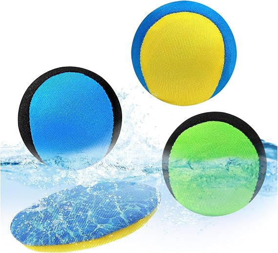 Water Bouncing Balls, 4Pcs Skipping Water Balls and Disc Set Soft Quick-drying Water Jumping Ball with Disc Grip Bounce Balls Summer Swim Toys for Beach Swimming Pool River Lake