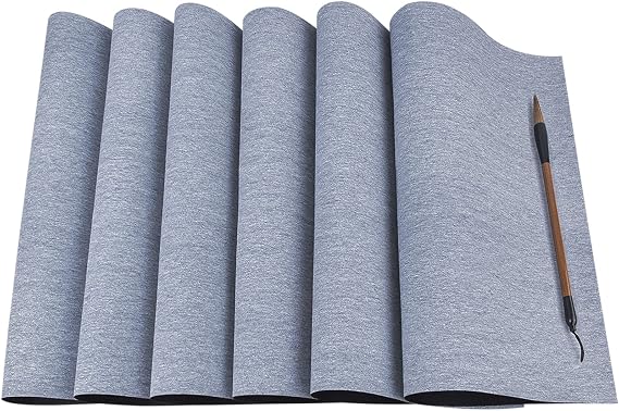 Chinese Calligraphy Mat, 6 Mats + 1 Brush, Writing Cloth Set for Students