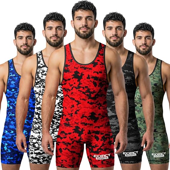 Exxact Sports Digital Camouflage Wrestling Singlet for MMA, Powerlifting Singlet Youth Wrestling Singlet Men for Training